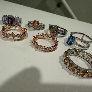 Elegant Multi-Color Gemstone Ring Set